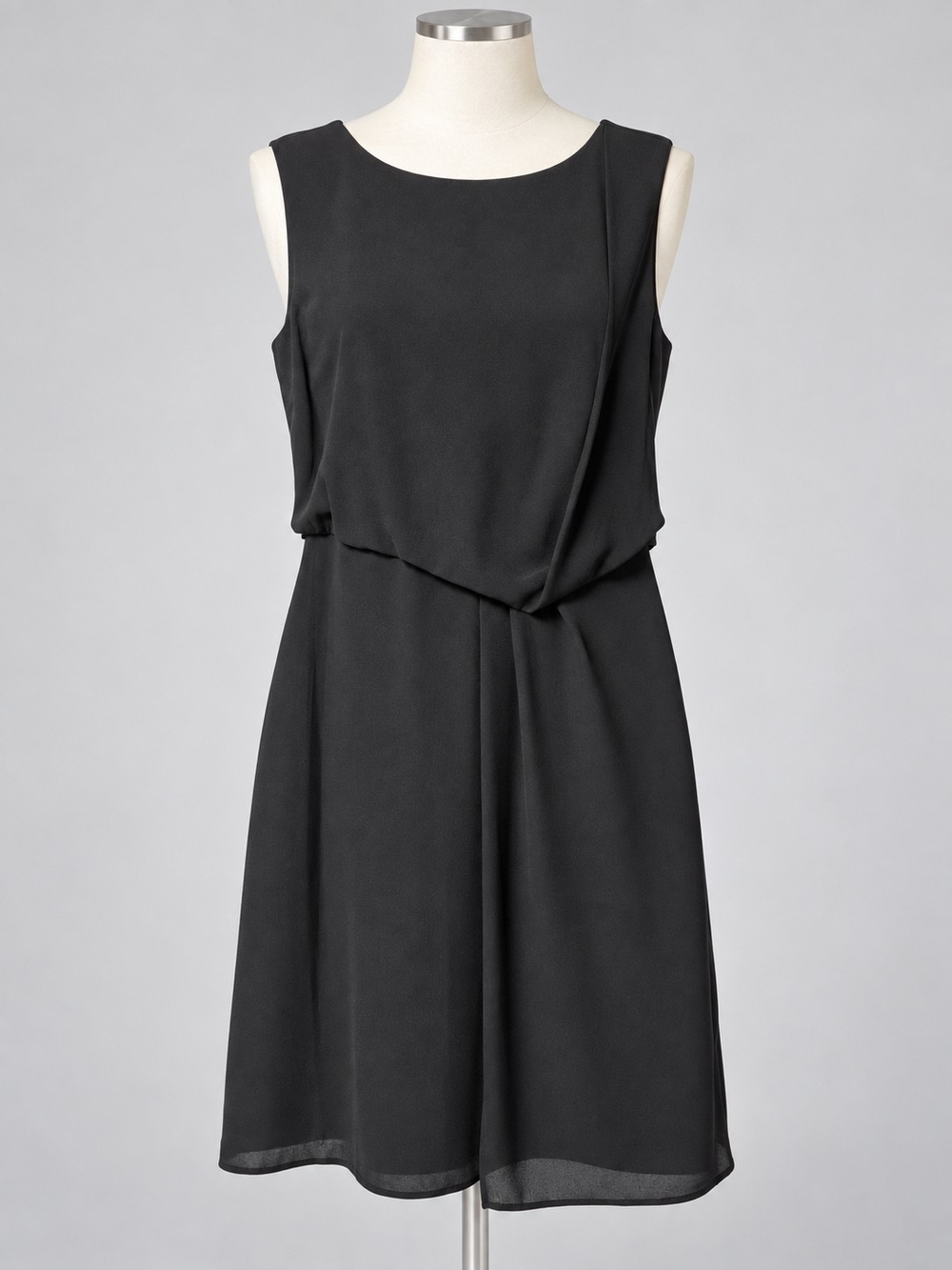 H By Halston Women’s Size 8 Black Sleeveless Layered Draped Cocktail Dress
